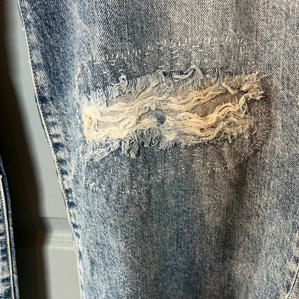 Anthropologie Pilcro Wide Leg Distressed Jeans with Sashiko Patches 16W Plus - Picture 8 of 16